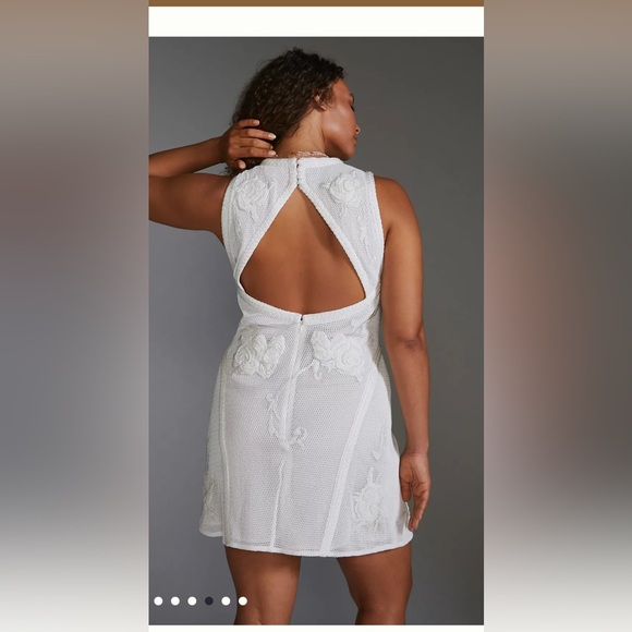 NWT - Not So Serious by Pallavi Mohan White Embroidered Mini Dress Sz Medium - Picture 3 of 15